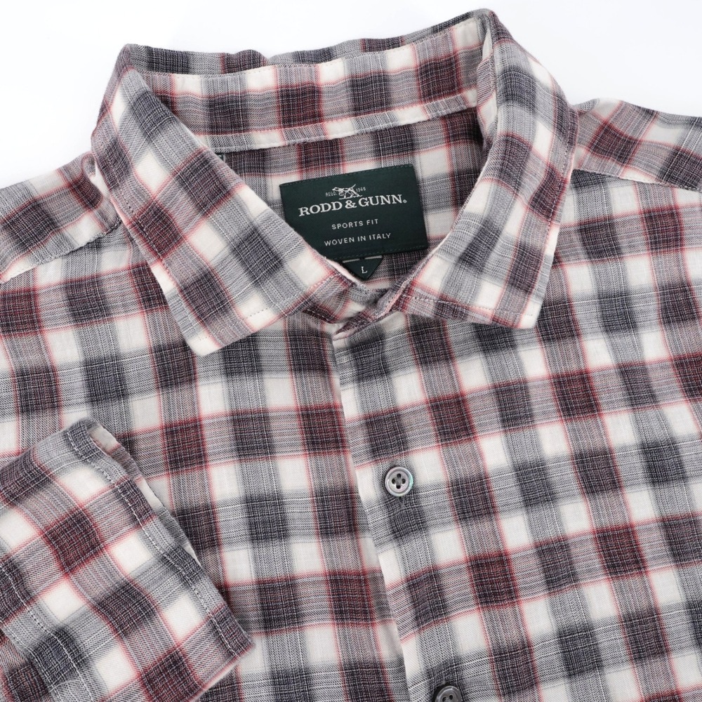 Rodd & Gunn Sports Fit Plaid Button Down Long Sleeve Shirt‎ Burgundy Mens Large